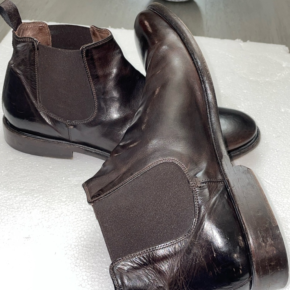 M Gemi Italian Designer Dark Brown Calf Leather Chelsea Boots Men’s Size 42
